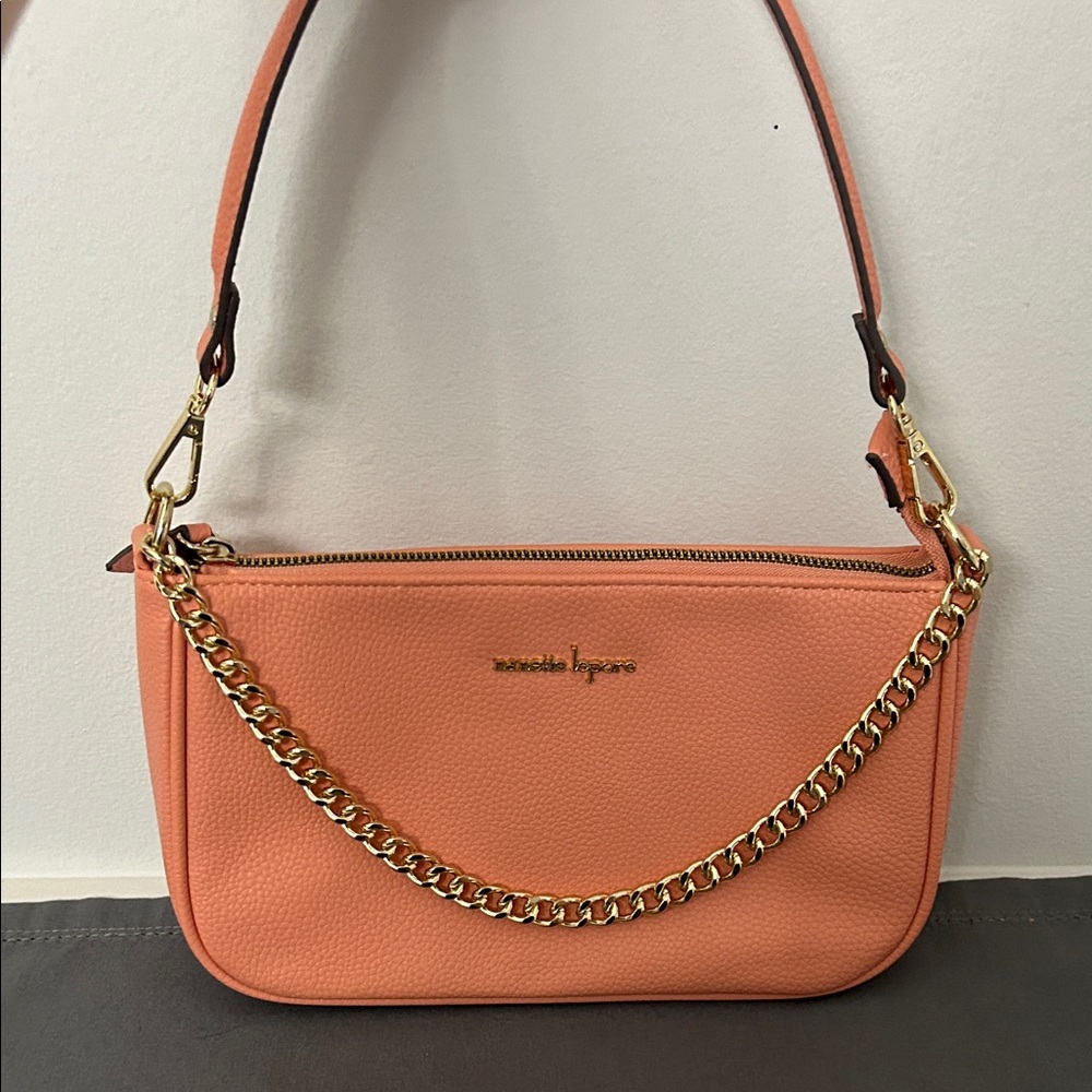 Nanette Lepore Peach/Light Coral Shoulder Bag with Gold Chain